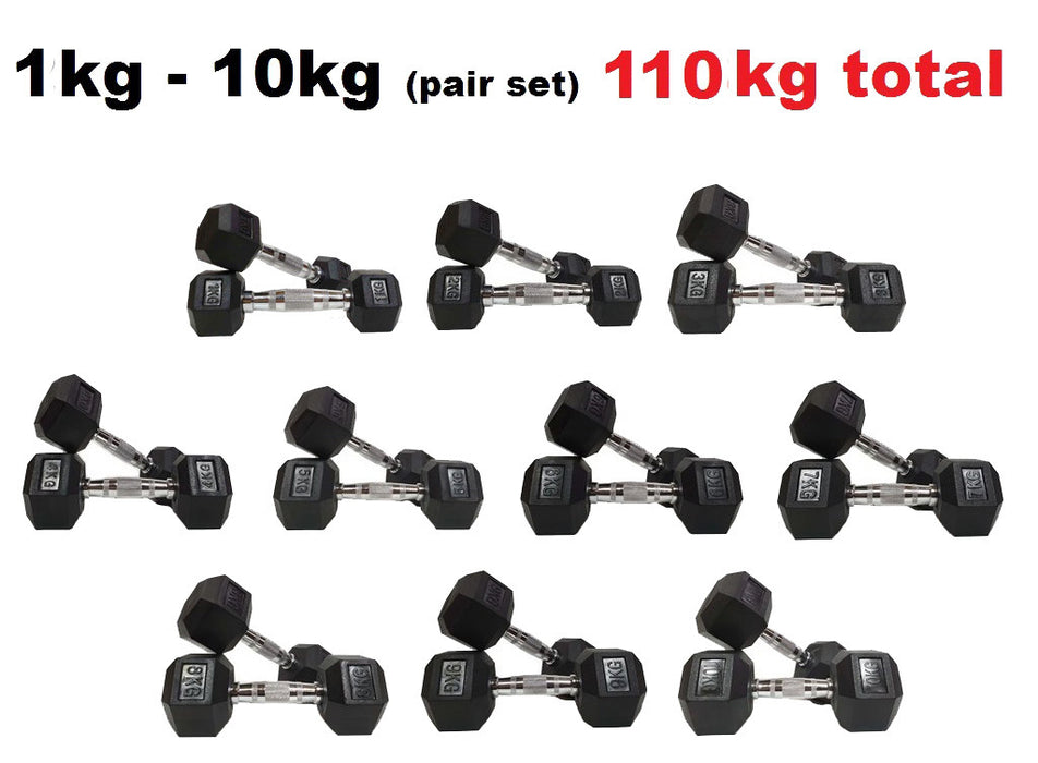 Morgan Rubber Hex 1-10KG (110KG Set)