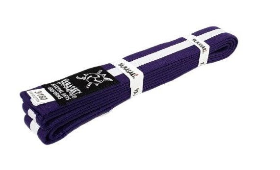 Morgan Yamasaki Coloured martial arts belts (with white stripe)