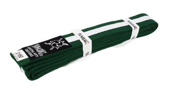 Morgan Yamasaki Coloured martial arts belts (with white stripe)