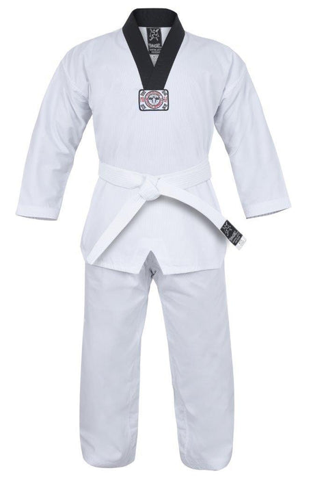 Morgan Ribbed Taekwondo Uniform - Black V Neck 8oz
