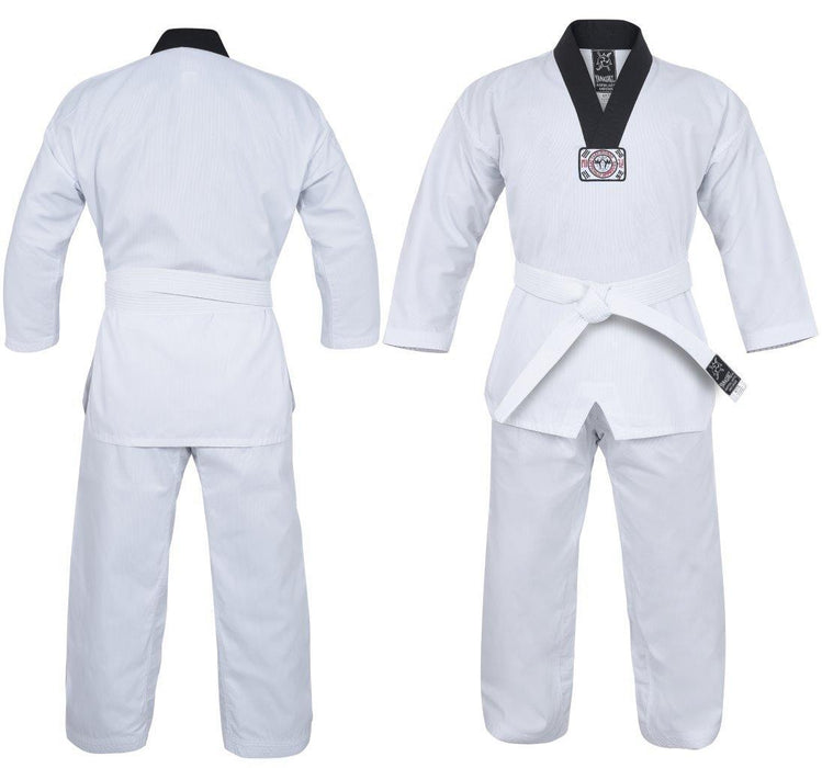 Morgan Ribbed Taekwondo Uniform - Black V Neck 8oz